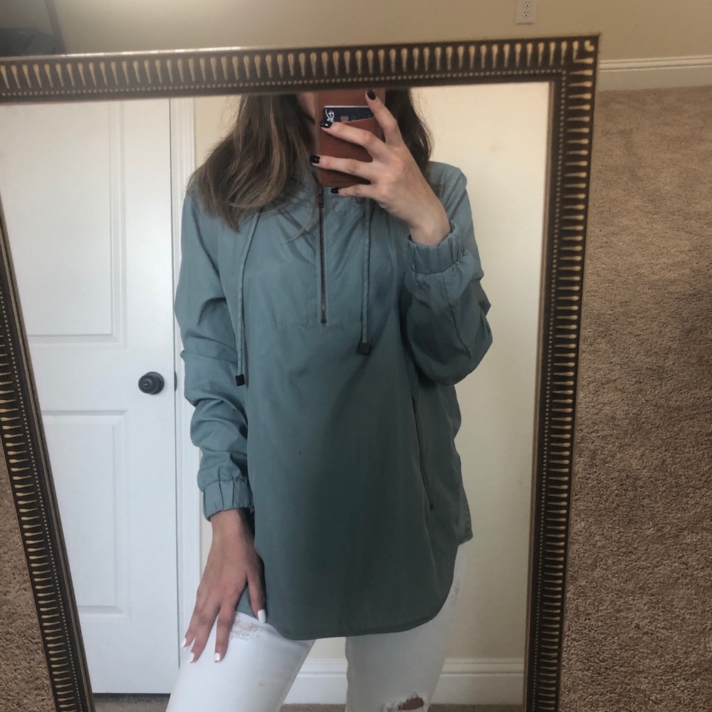 Olive green windbreaker